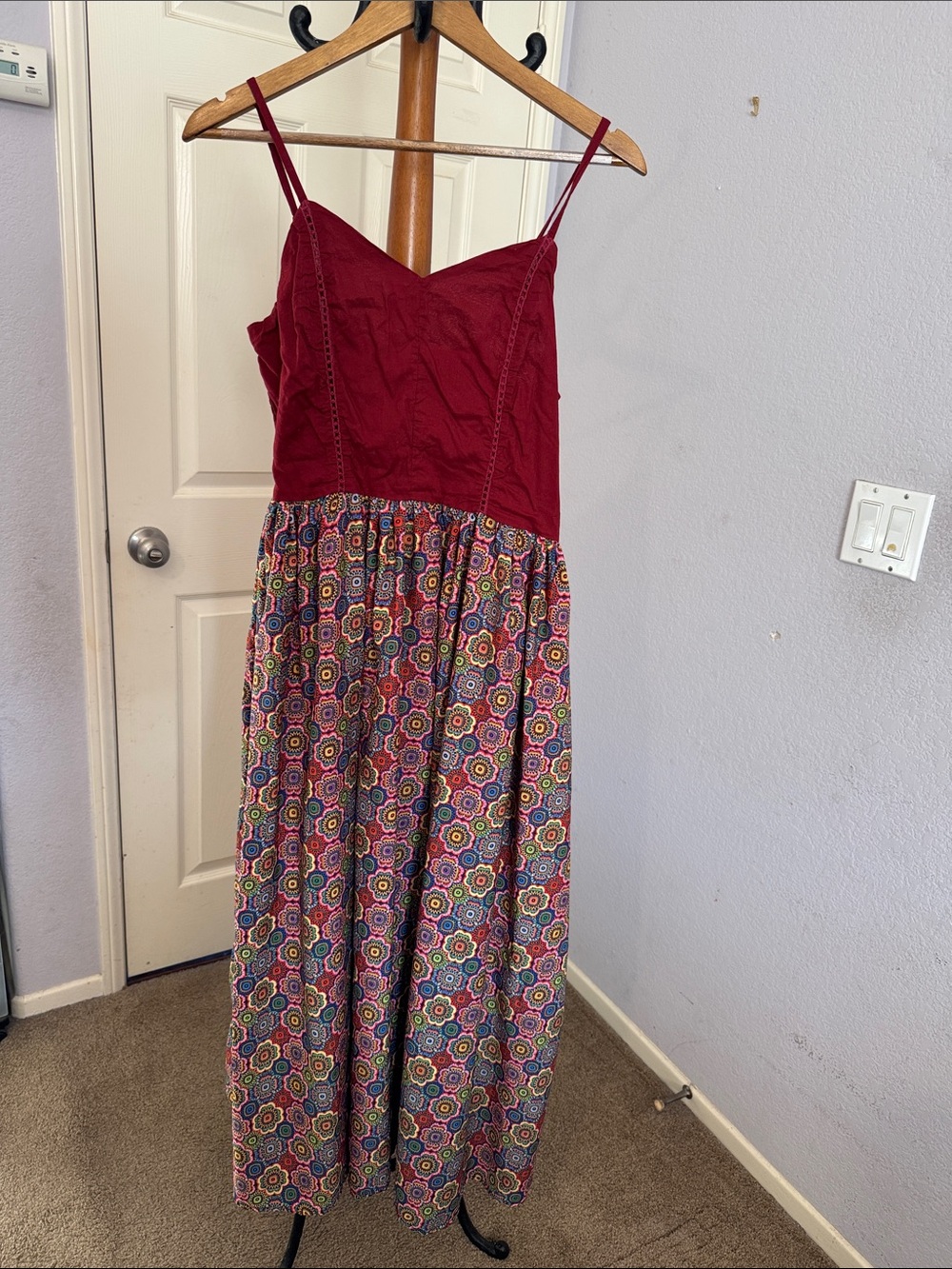 Live 4 Truth Burgundy Red Bodice Multi-Color Floral Maxi Dress